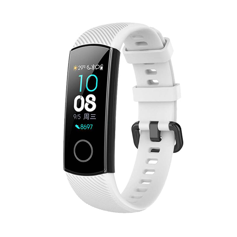 HWRY Silicone Watch Band Quick Release Strap Replacement Wristband For Huawei Band 4/5 And Honor Band 4/5 For Women-White