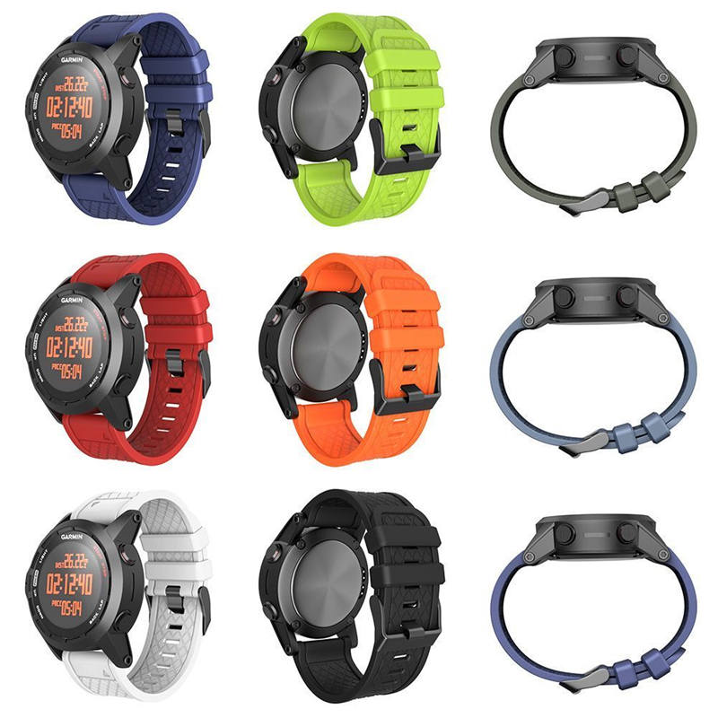 Soft Silicone Watch Strap For Garmin Fenix 2 Easy Fit 26mm Width Smart Watch Accessories Black Buckle-Dark Blue