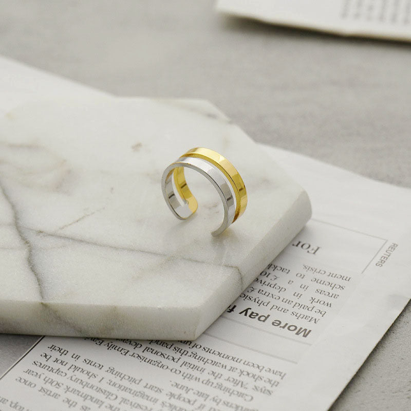 Simple Two Tone Ladies Finger Ring