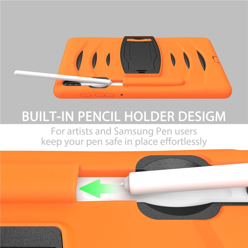 Shock Wave Kickstand Case Anti-Fall Protection With Pencil Holder For Samsung Tab S6 10.5inch T860/T865/T867(2019)-Orange