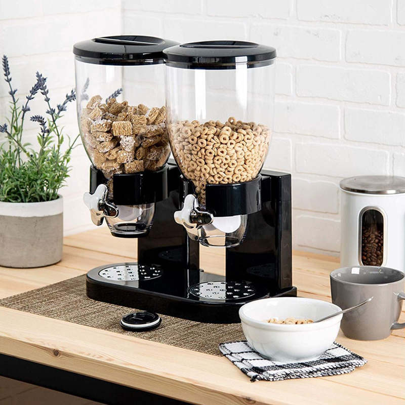 Dry Food Cereal Control Convenient Storage Dual Control Black
