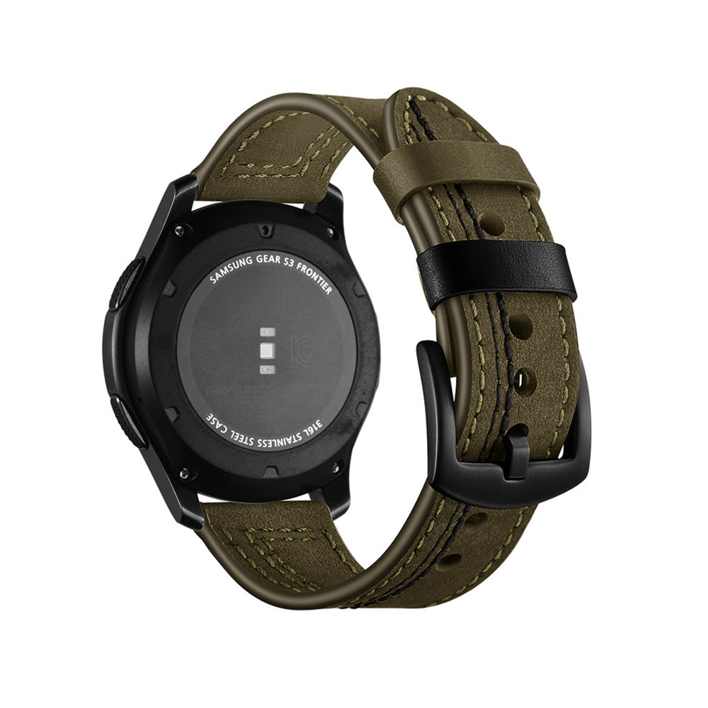 Fashion 7 Line Style Leather Watch Band For Samsung Galaxy Watch 42/46mm Gear S3 Frontier/Classic(Green)