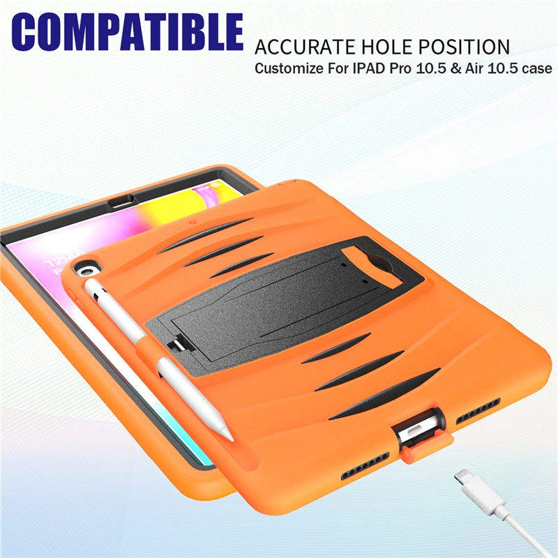 Shock Wave Kickstand Case Anti-Fall Protection With Pencil Holder For 10.5inch iPad Air3/iPad Pro10.5-Orange