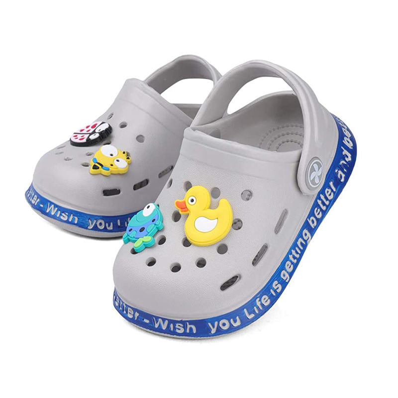 Childrens Clogs Boys Girls Soft Sandals Lightweight Non-Slip Shoes-Grey