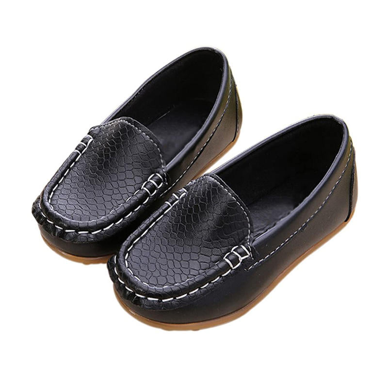 Casual Toddler Flat Shoes Boys Girls Soft Slippery Loafers-Black