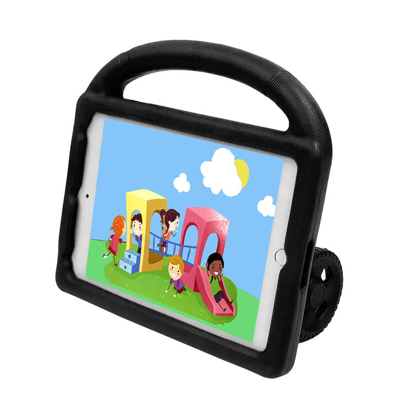 Wheel iPad Case For iPad Mini 1/2/3/4/5 Shockproof Stand Cover With Handle Stand-Black