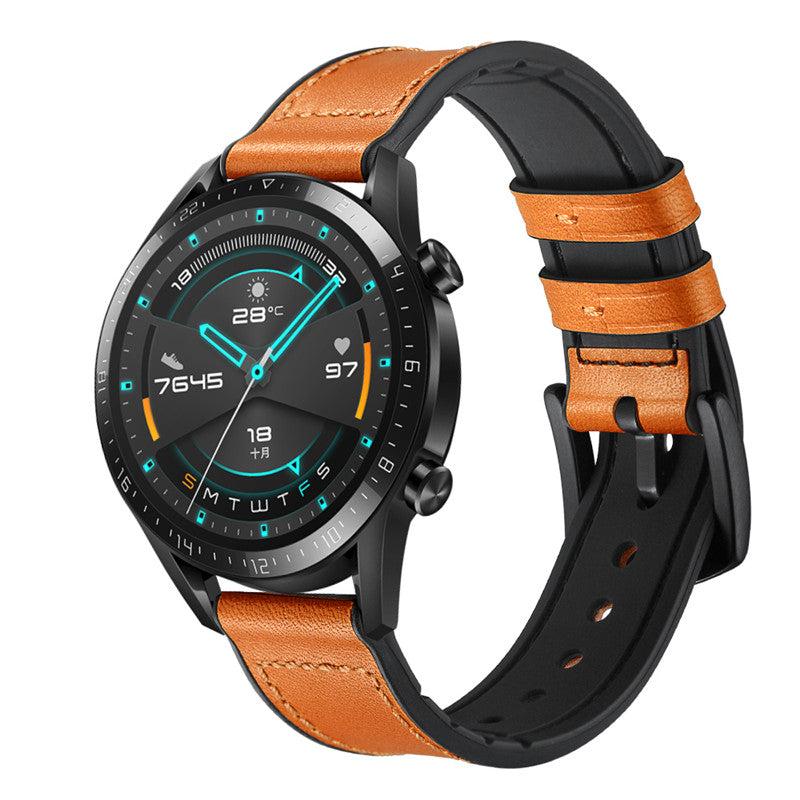 Silicone Leather Watch Strap 22mm 20mm For Samsung Galaxy Watch - Yellow