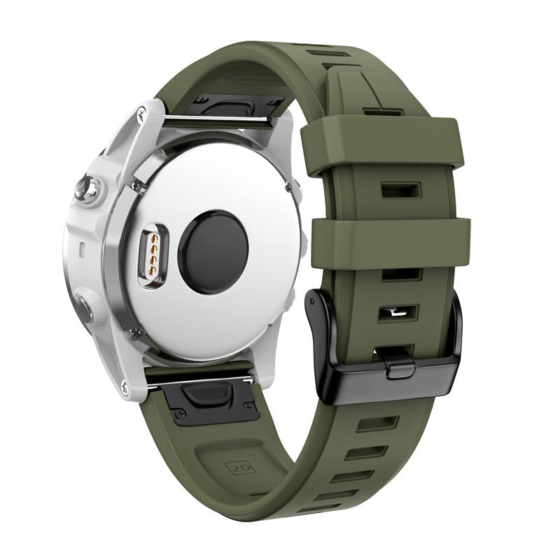 Silicone Replacement Band 20mm Quick Release Easy Fit For Garmin Fenix 5S/5S Plus/6S/6S Pro Smartwatch Black Steel Buckle-Army Green