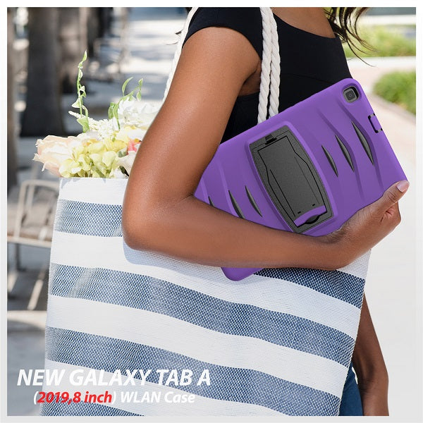 Shock Wave Kickstand Case Heavy Duty Rugged Anti-Fall Protection For Samsung Tab A 8inch T290/T295(2019)-Purple
