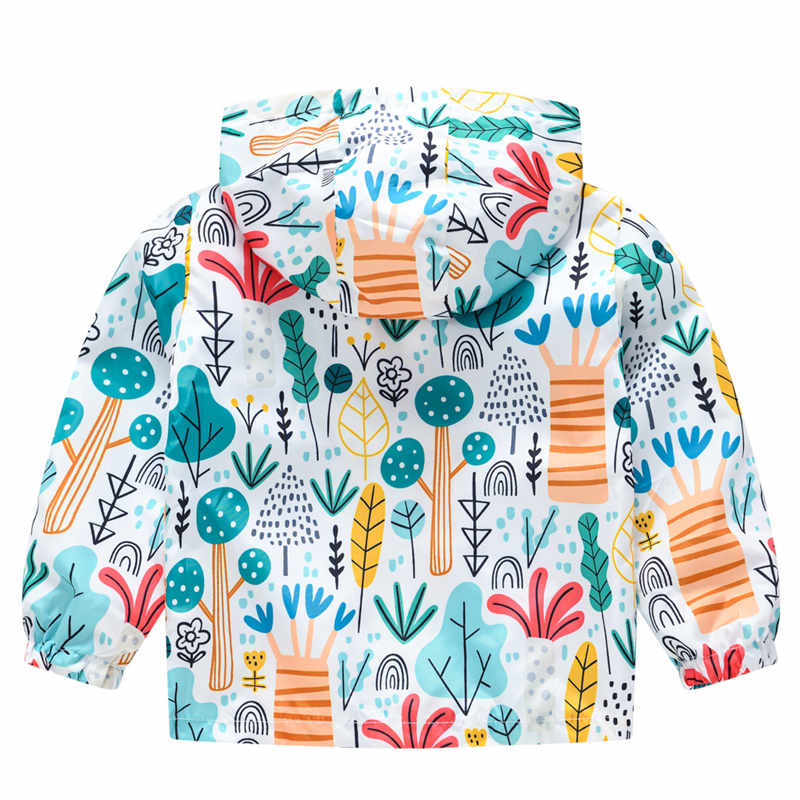 Toddler Boys Girls Cartoon Print Zip Jacket Hooded Trench Kids Casual Coats-8