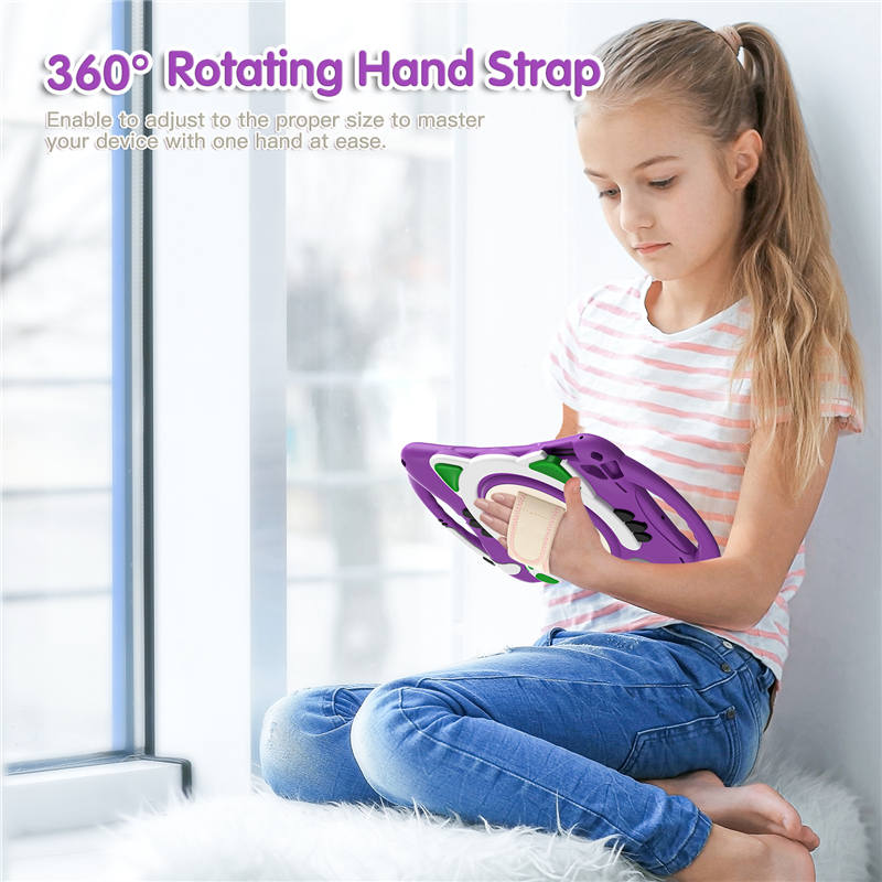 CatA iPad Silicone Case For iPad Pro 9.7 inch Air1/2 Built-in Handle Stand With a Strap-Purple