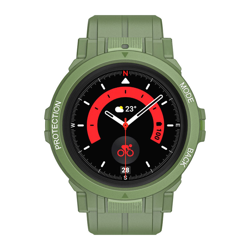 TPU Rugged Watchbands with Protective Case for Samsung Galaxy Watch 5 Pro 45mm Watch 4-Green
