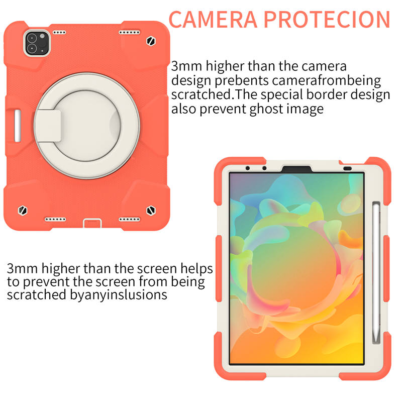 iPad Case For iPad Air 5 with 360¡ãSwivel Stand-Coral Orange