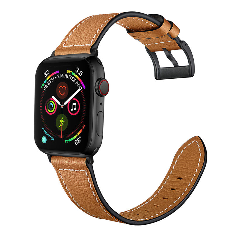 22mm Classic line leather watchband For Samsung Galaxy Watch/Huawei Watch (Camel)