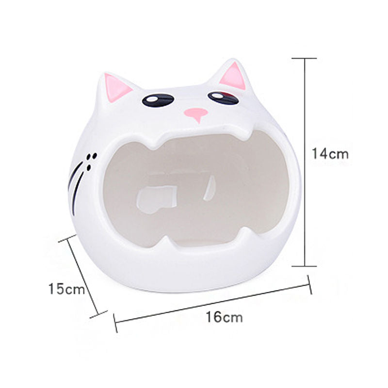 Small Animal Ceramic House Summer Cool Hideout-WhiteCat