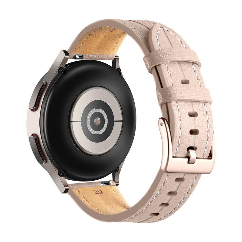 Genuine Leather Watchband Groove for Galaxy Watch 42mm/Samsung Gear S3-LightPink