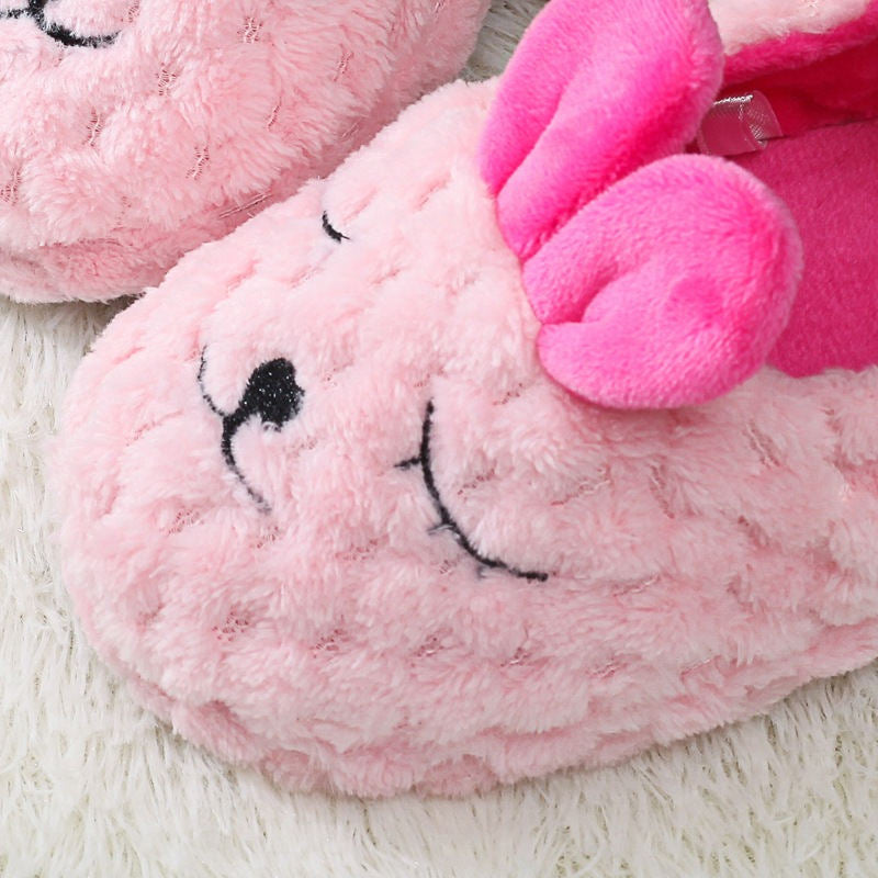 Cute Rabbit Plush Slippers for Toddler Girls Warm Winter House Shoes