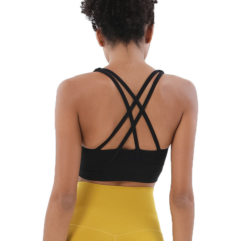 Comfort Sports Bra Push up Medium Support Yoga Tops Padded-Black
