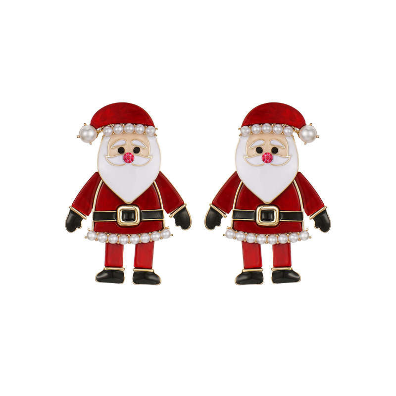 Santa Claus Earrings Moving Christmas Studs for Womens