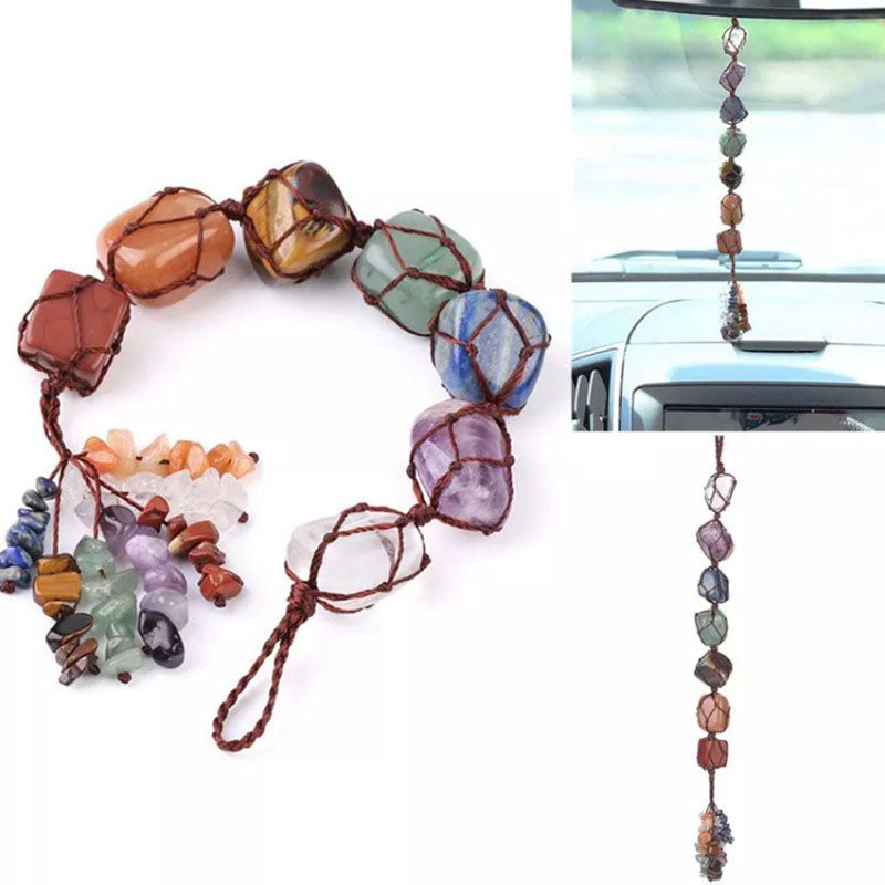 7 Chakras Healing Crystals Wall Hanger Tumbled Gemstones Tassel Spiritual Meditation Hanging Ornament/Window Ornament/Feng Shui