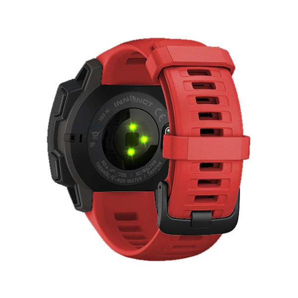 For Garmin Instinct Watchband Soft Silicone Adjustable Replacement Strap 22MM Black Steel Buckle-Red