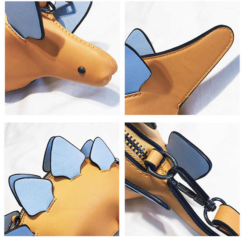 Dinosaur Shoulder Purses PU Stegosaurus CrossBody Bag for Girl Women-Yellow