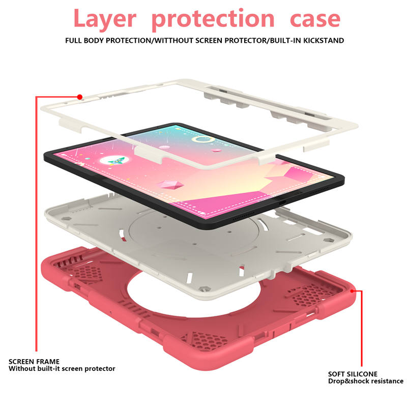 iPad Case For iPad Pro 11/Air 4 with 360¡ãSwivel Stand-Begonia Red