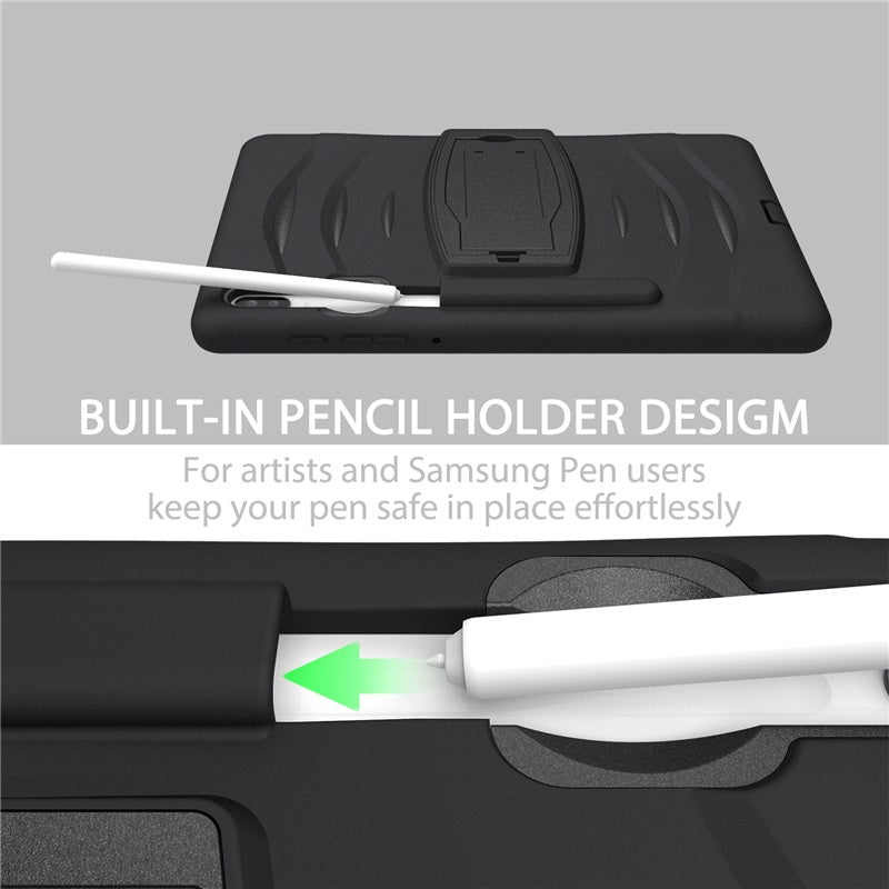 Shock Wave Kickstand Case Anti-Fall Protection With Pencil Holder For Samsung Tab S6 10.5inch T860/T865/T867(2019)-Black