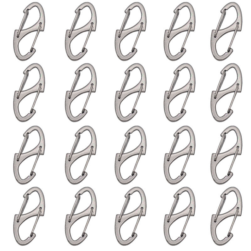 20 Pcs Upgraded Small Carabiner Clip Dual Wire Gate Snap Hook Keychain-Gun