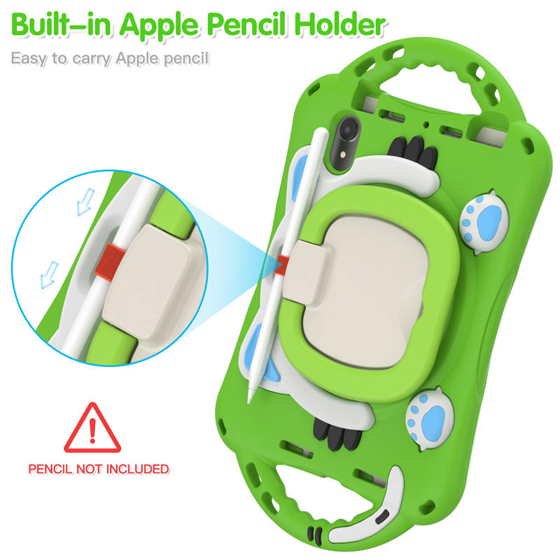 CatB Silicone Case For iPad Mini 6 Shockproof Shoulder Strap Handle Stand-Green