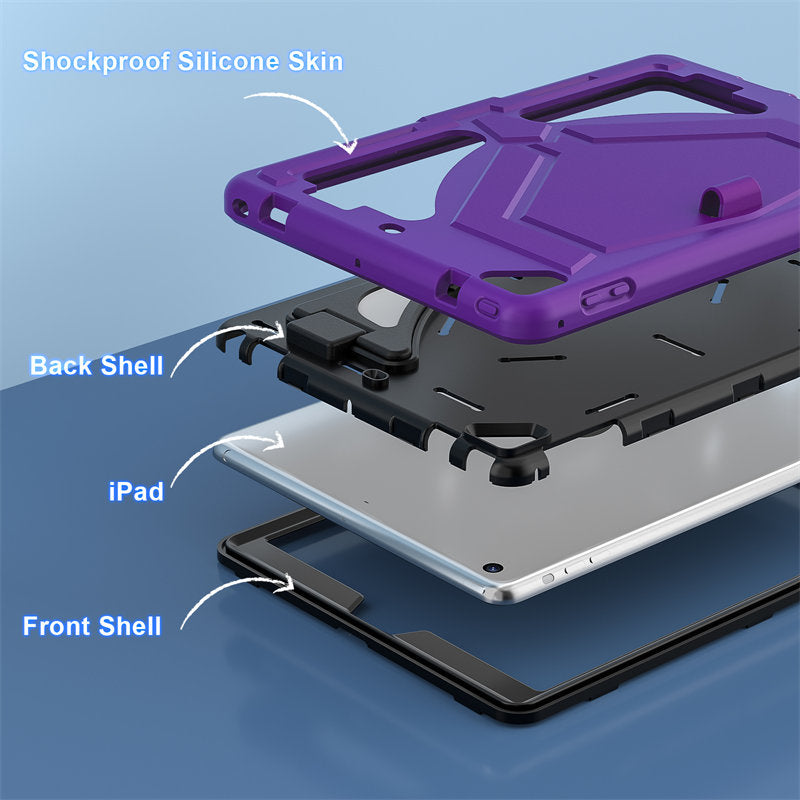 Tablet Case Rugged with Kickstand for iPad 6th/5th Generation 2018/2017-PurpleBlack