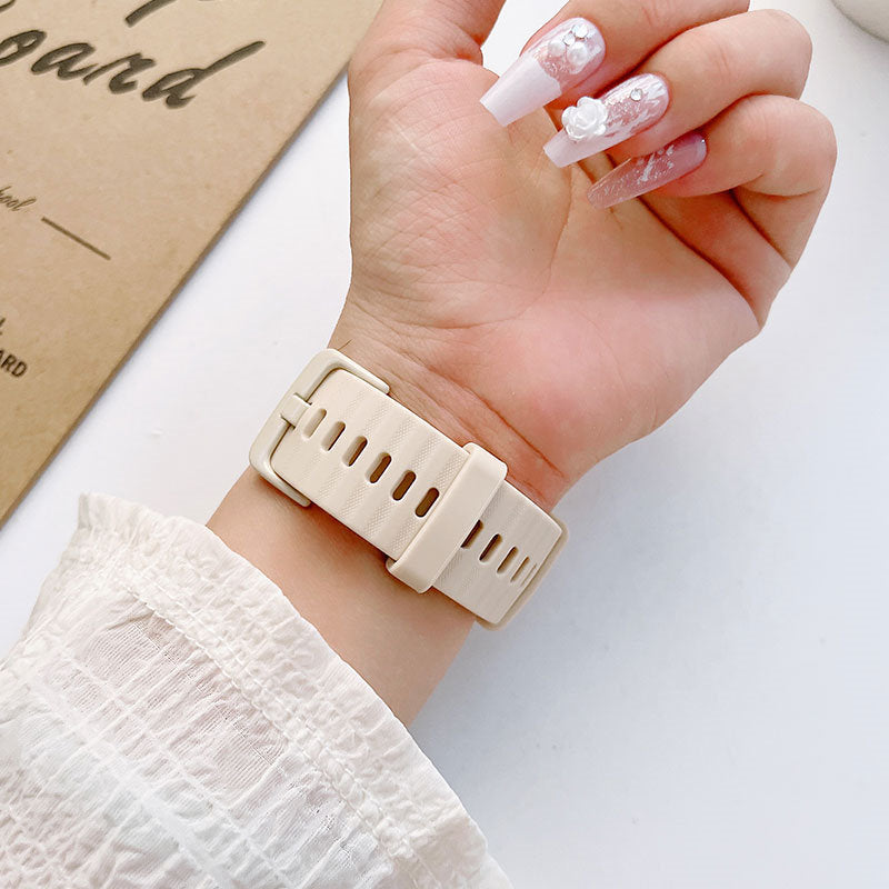 Silicone Wave Pattern Watch Band Compatible with Apple Watch- Beige