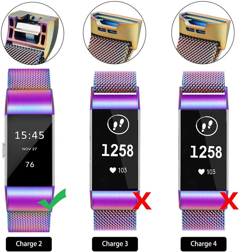 Stainless Steel Magnetic Strap For Fitbit Charge 2 Replacement Bracelets Milanese-Colorful