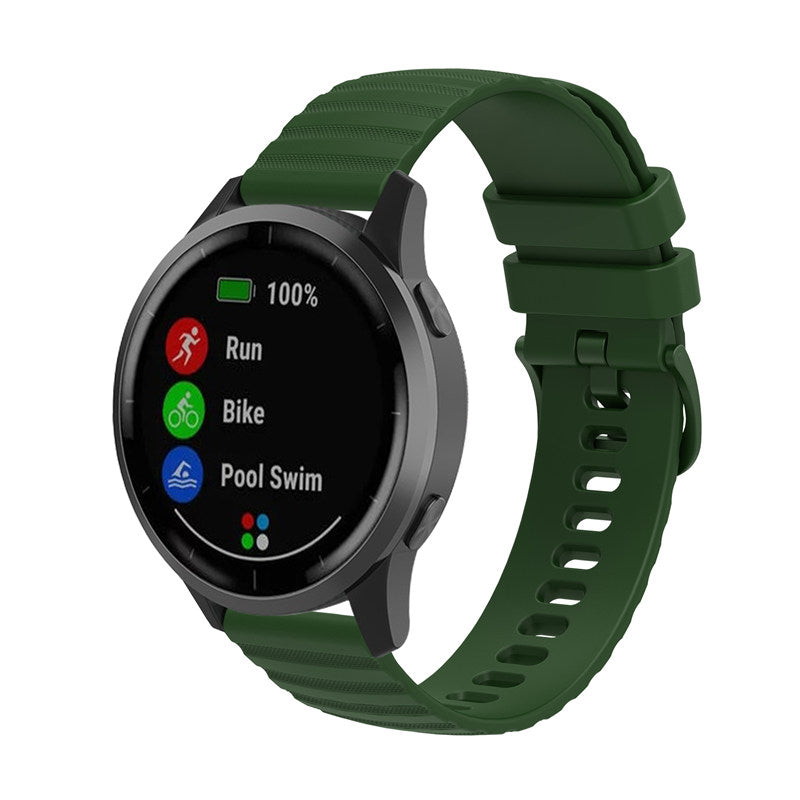 Silicone Watch Band Wave Pockmark for Samsung Cear S2 Huawei Watch GT-ArmyGreen