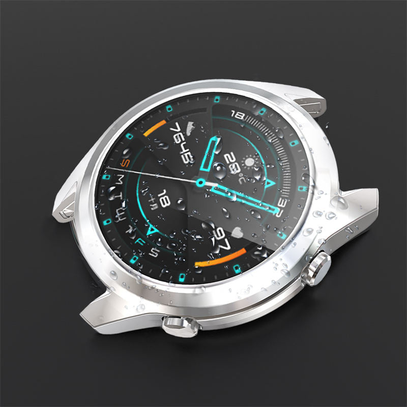 TPU Screen Protector Case For Huawei Watch GT2 42mm&46mm with HD Tempered Glass-Silver