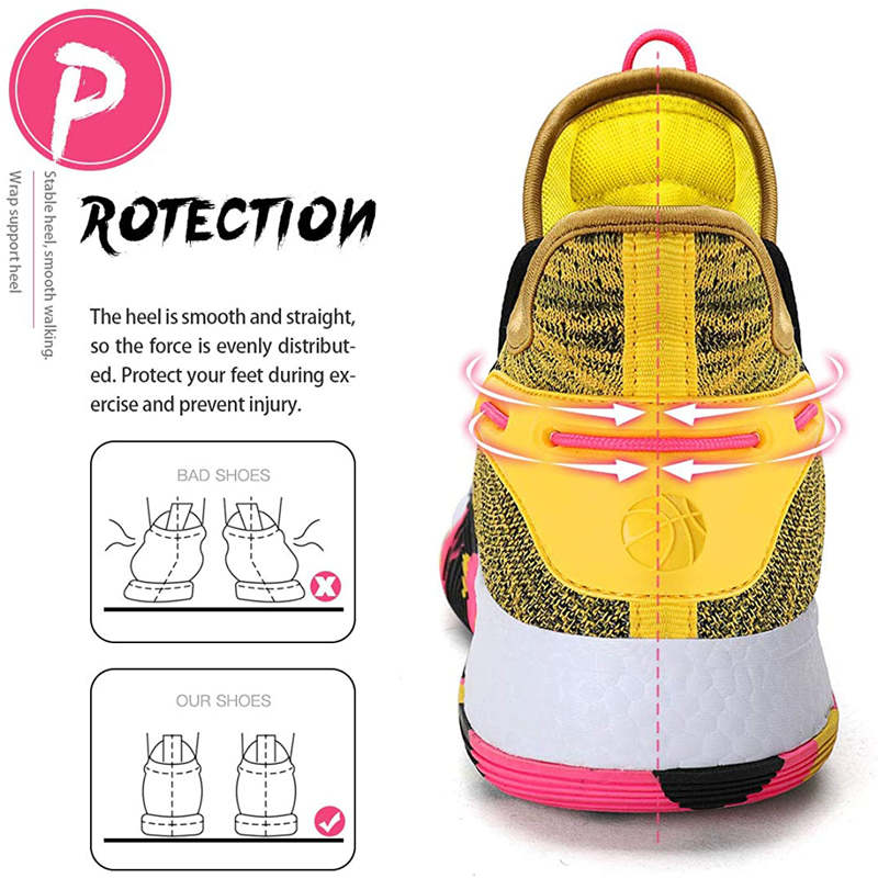 Boys Basketball Shoes Non-Slip Girls Sneakers Durable Kids Running Shoes-Gray