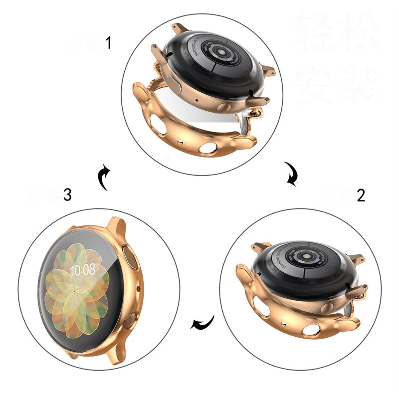 Full Coverage TPU Screen Protective Cover For Samsung Galaxy Watch Active 2 40 44mm-RoseGold