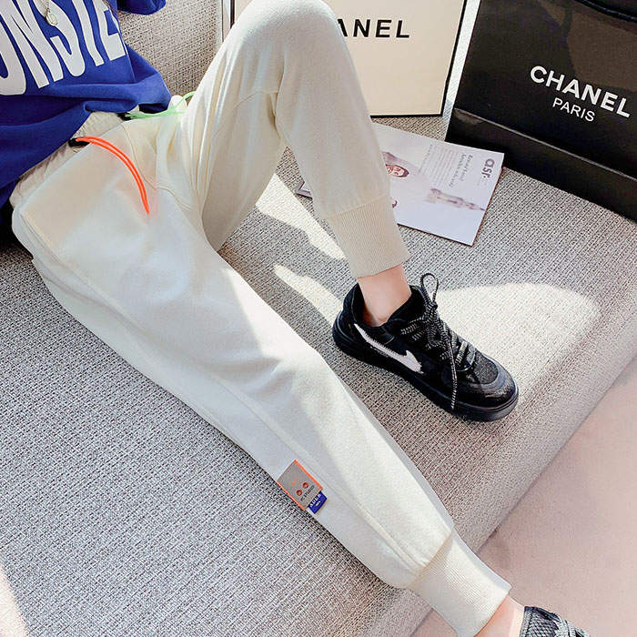 Girls Joggers Long Pants Pockets Outdoor Casual Trousers with Two-color Drawstring-Apricot