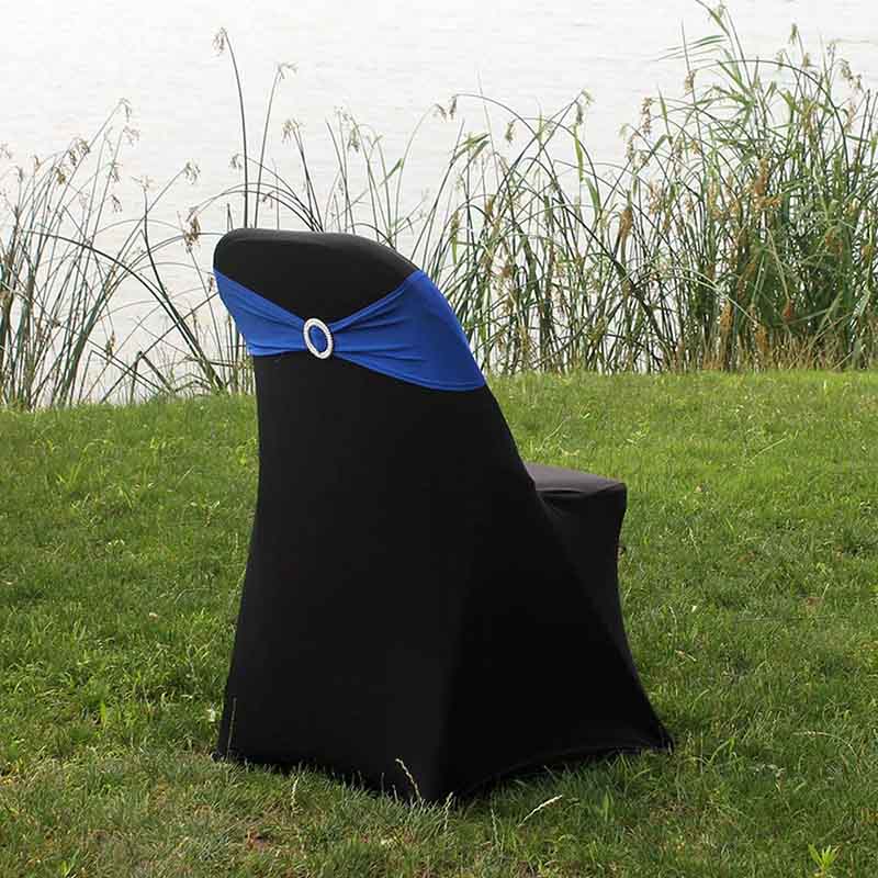 10 Packs Spandex Chair Sashes with Buckle for Wedding Party Banquet Decoration Engagement Event Birthday Graduation Meeting -Royal Blue