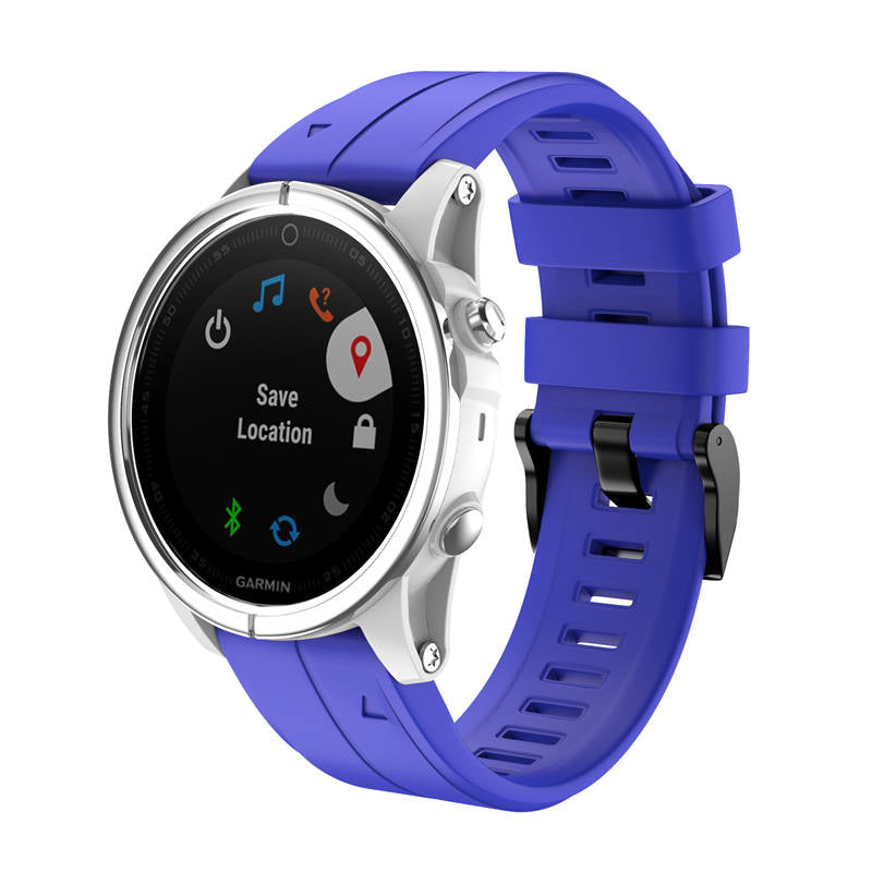 Silicone Replacement Band 20mm Quick Release Easy Fit For Garmin Fenix 5S/5S Plus/6S/6S Pro Smartwatch Black Steel Buckle-Sapphire