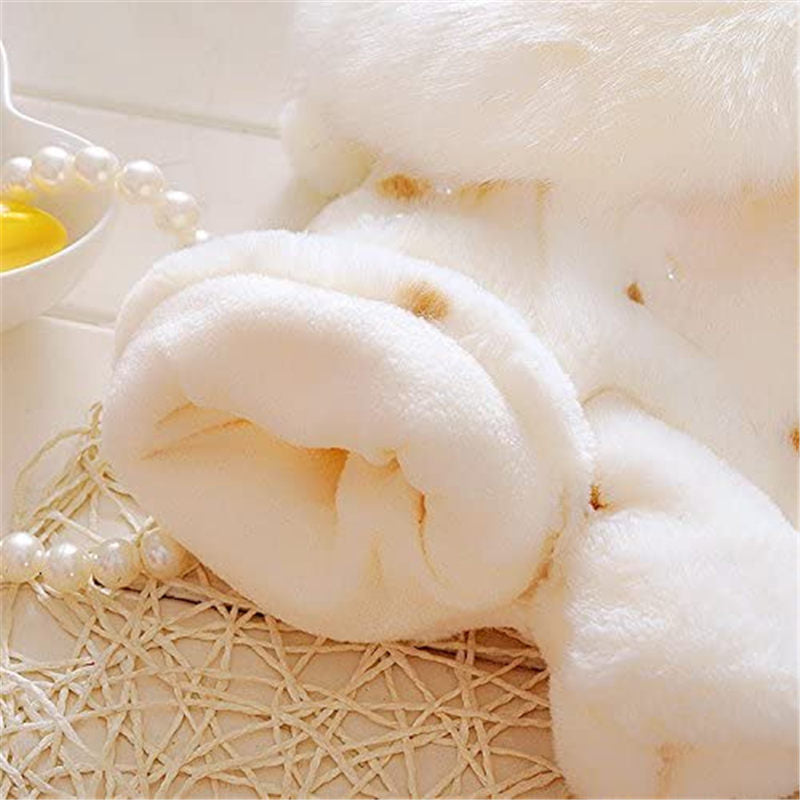 Girls Princess Faux Fur Wraps Shawl Flower Girls Bolero Princess Cape-White