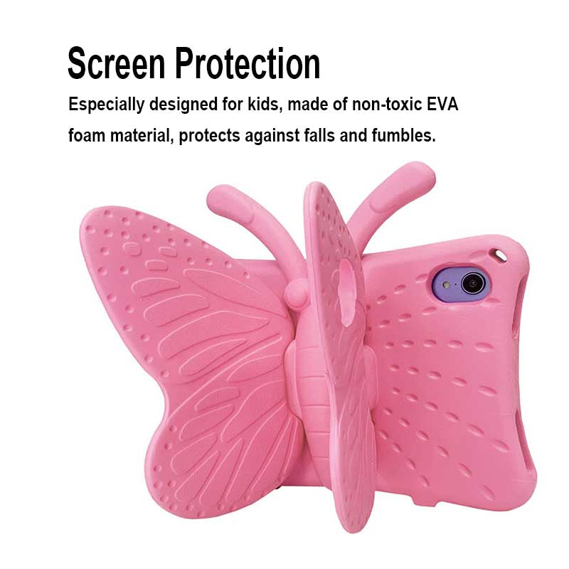 iPad Case For iPad Mini 6 Cartoon 3D Butterfly EVA Proof Shockproof Case with Bracket-PInk