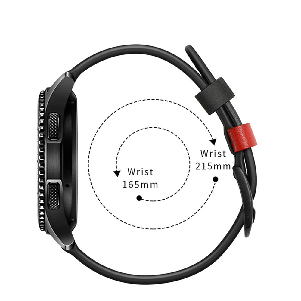 Fashion 7 Line Style Leather Watch Band For Samsung Galaxy Watch 42/46mm Gear S3 Frontier/Classic(Black)