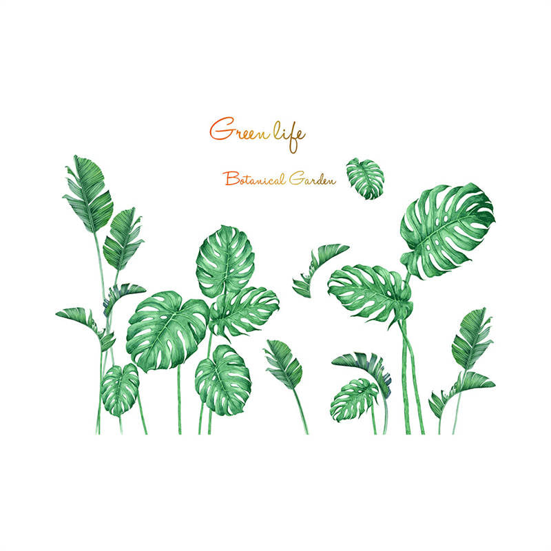 3D DIY Green Plants Fresh Leaves Stick Wall Stickers for Living Room Office