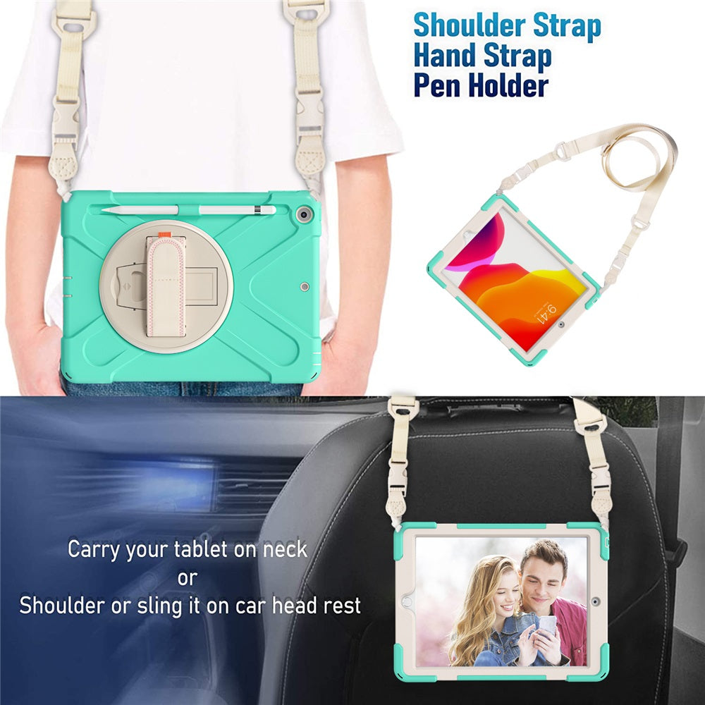 Morandi Tablet Case For Samsung Galaxy Tab A7 10.4 T500/T505/T507/T505N 2020 Kids Safe Shockproof Protective Cover With Kickstand+Strap-Mint Green