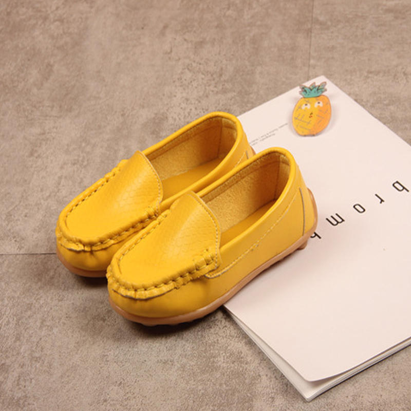 Casual Toddler Flat Shoes Boys Girls Soft Slippery Loafers-Yellow