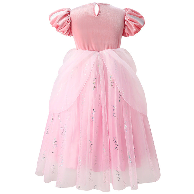 Dressy Princess Gown for Girls Sequins Tulle Dress Halloween Costume