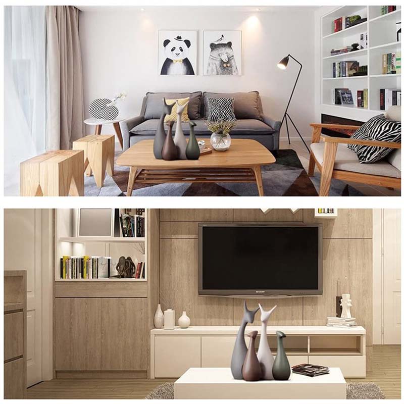 Home Decor Accessories Animal Porcelain Ornaments Ceramic Crafts Art Figurines-Deer