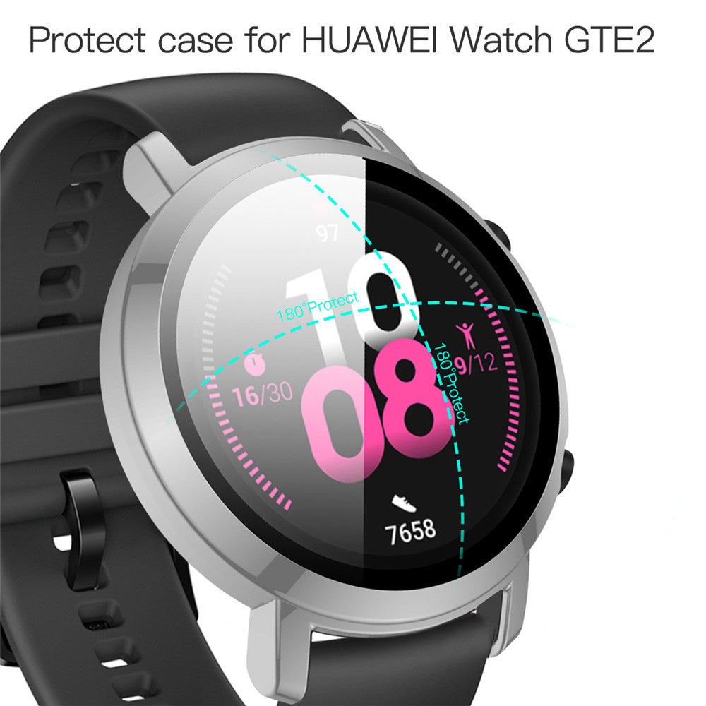PC + Glass Full Cover WatchCase For Huawei Watch GT 2 42MM 46MM-Gray