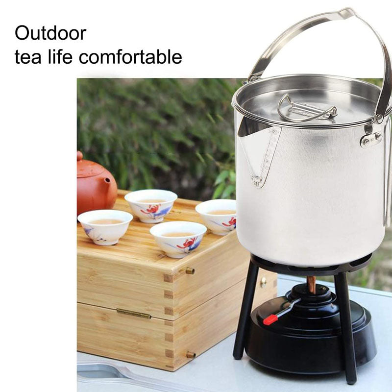 1.2L Portable Stainless Steel Kettle with Lid for Camping